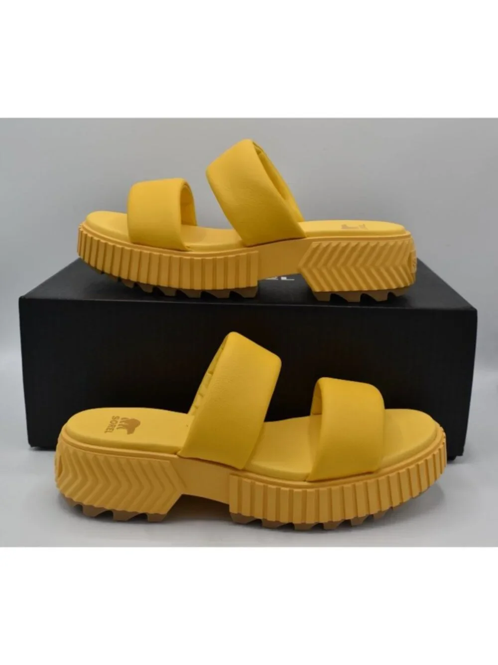 Sorel Womens Size 9 ONA Streetworks Yellow Ray Platform Slide Sandals Shoes‎